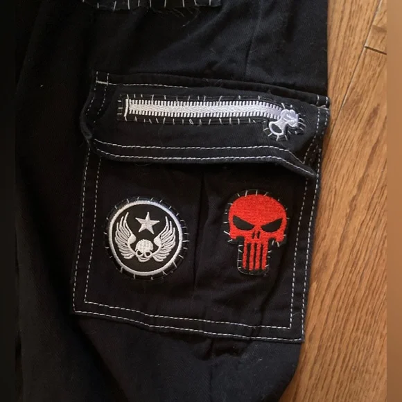 Men's Black Jeans with Patches - Picture 3 of 4